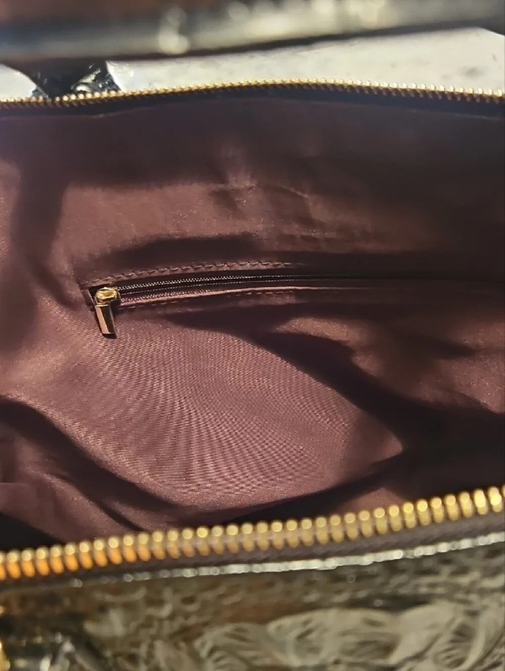 Never Carried  Black Charmes Croc-Embossed Satchel with Gold Hardware